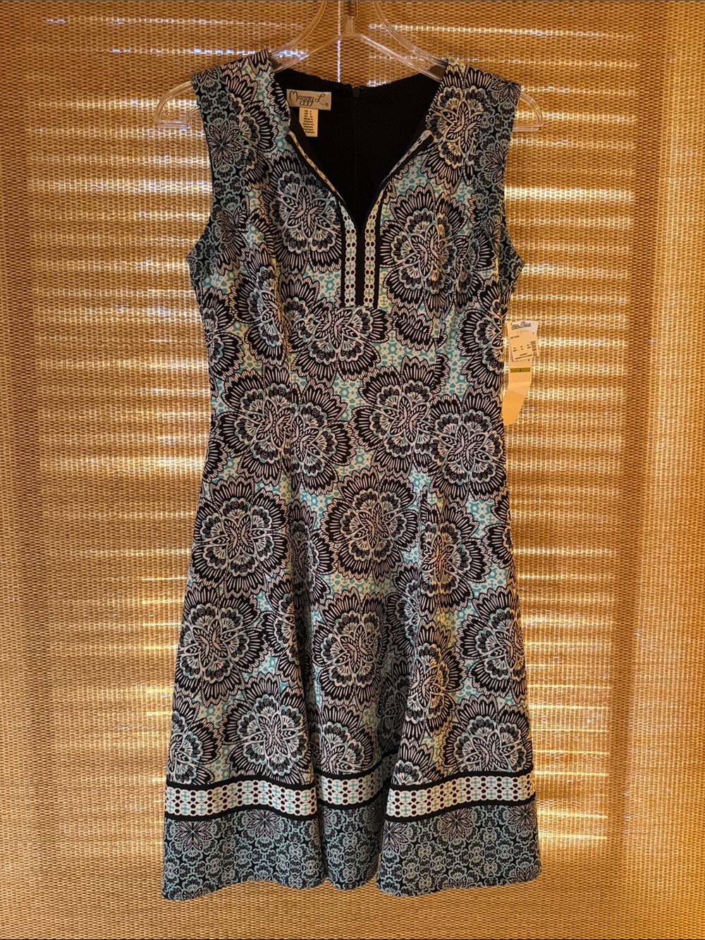 Maggy London Blue and Black Floral Midi Dress